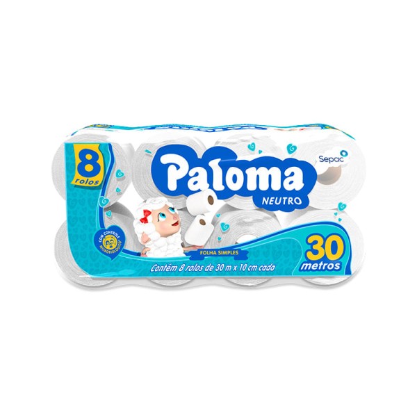 Encontraproduto.com.br - Papel Higiênico Folha Simples com 08 rolos Paloma
