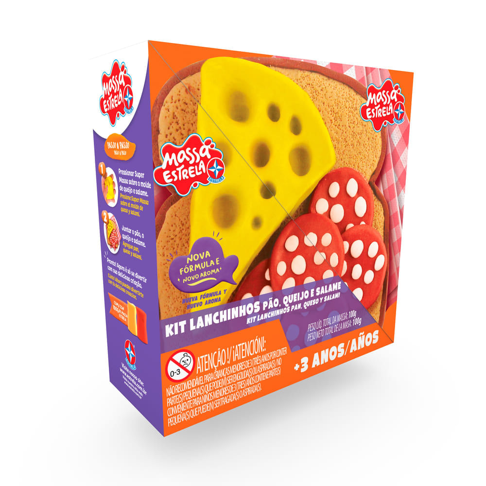Massinha de modelar Kit Lanchinhos - Pão, Queijo e Salame - Brinquedos Estrela