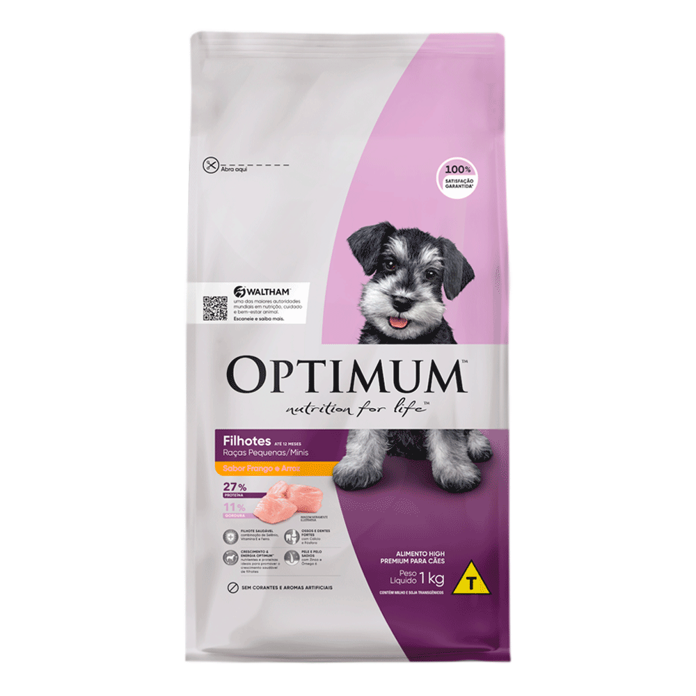 Ração Optimum para Cães Filhotes Raças Pequenas e Minis Frango e Arroz