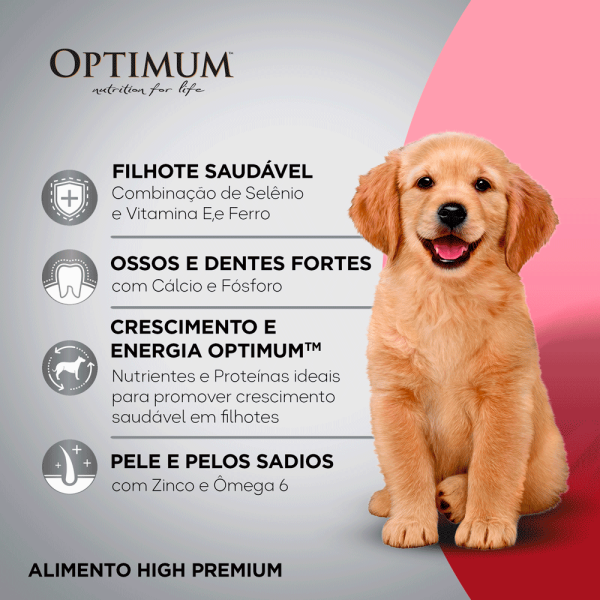 Encontraproduto.com.br - Ração Optimum para Cães Filhotes Raças Médias e Grandes Frango e Arroz