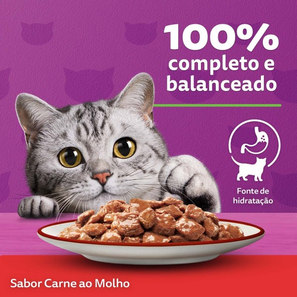 Encontraproduto.com.br - Ração Úmida Whiskas Lata para Gatos Adultos Sabor Carne ao Molho