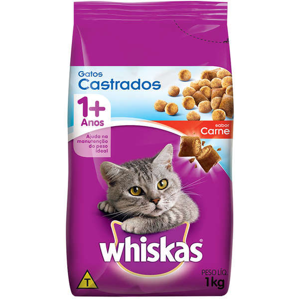 Ração Whiskas Gatos Castrados Sabor Carne