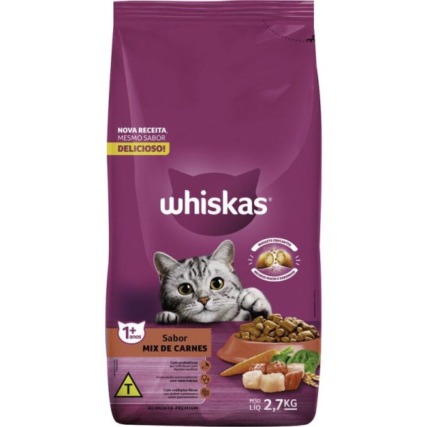 Encontraproduto.com.br - Ração para Gatos Whiskas Adultos Mix de Carnes 2,7kg
