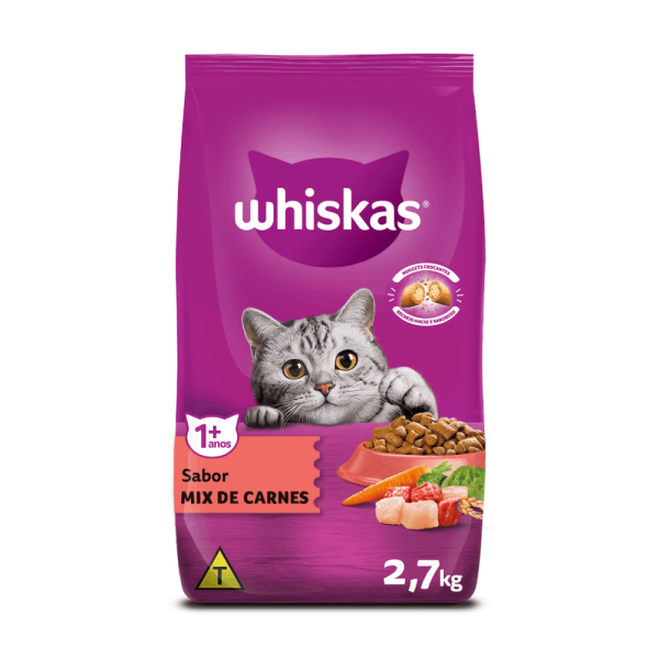 Encontraproduto.com.br - Ração para Gatos Whiskas Adultos Mix de Carnes 2,7kg