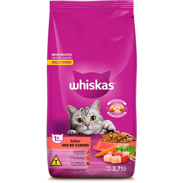 Encontraproduto.com.br - Ração para Gatos Whiskas Adultos Mix de Carnes 2,7kg