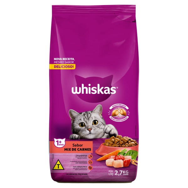 Encontraproduto.com.br - Ração para Gatos Whiskas Adultos Mix de Carnes 2,7kg