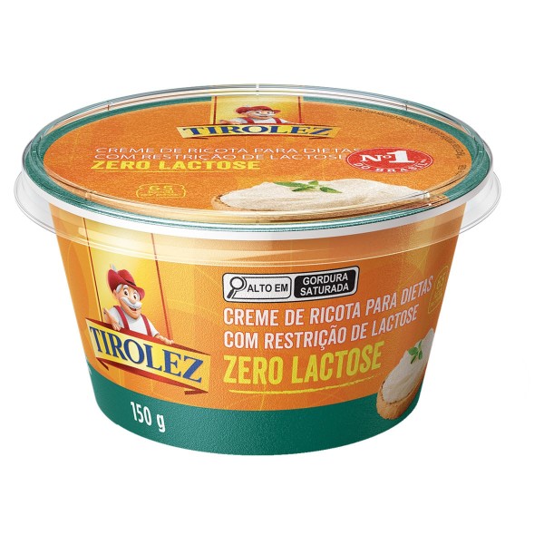 Encontraproduto.com.br - Creme de Queijo Ricota Zero Lactose Tirolez Pote 150g