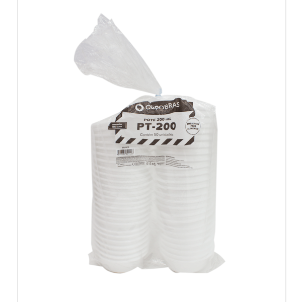 Encontraproduto.com.br - Pote de Isopor Copobras Branco 200ml 50 Unidades