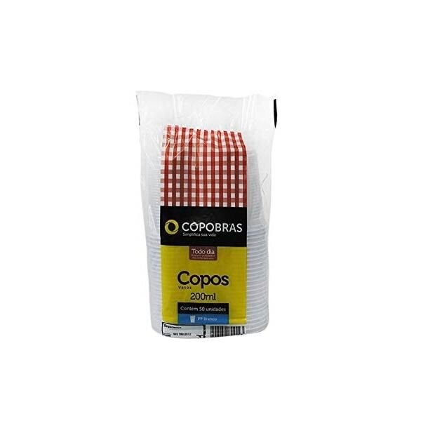 Encontraproduto.com.br - Copo Plástico Descartável Branco ABNT 200ml Copobras 50 unidades