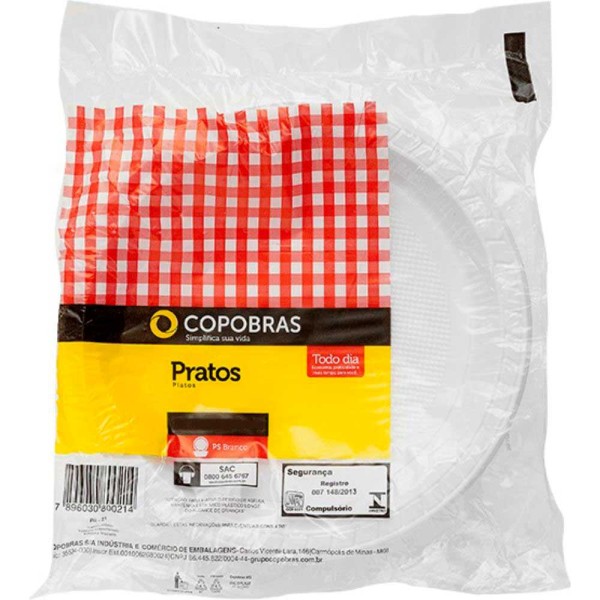 Encontraproduto.com.br - Prato Plástico Copobras Branco 26cm Com 10 Unidades