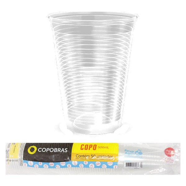Encontraproduto.com.br - Copo Pp 500 Ml Copobras Translucido C/ 50 Unidades