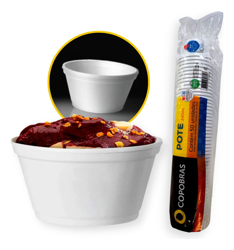 Pote Térmico Descartável Copobras 240ml Pacote com 50 unidades