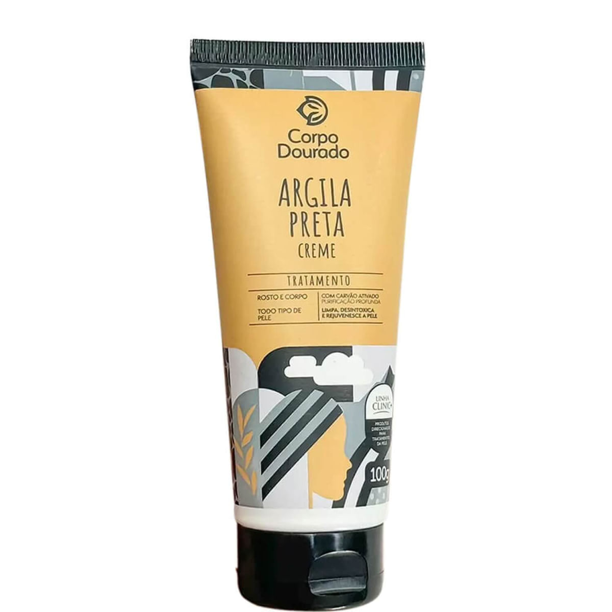 Encontraproduto.com.br - Corpo Dourado Clinic Mais - Argila Creme Preta Tratamento Facial e Corporal 100g