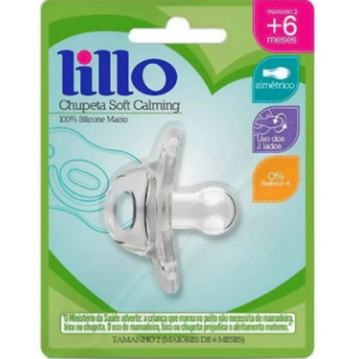 Encontraproduto.com.br - Chupeta Lillo Soft Calming 100% Silicone Tamanho 2 Transparente