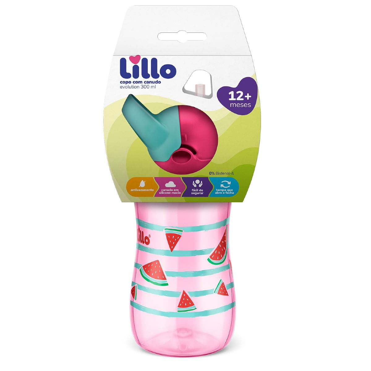 Encontraproduto.com.br - Copo Lillo Evolution com Canudo Rosa 300ml