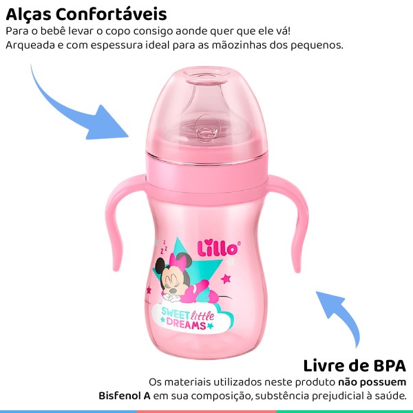 Encontraproduto.com.br - Copo Aprendizado Lillo Com Alça Evolution Minnie Mickey 240ml