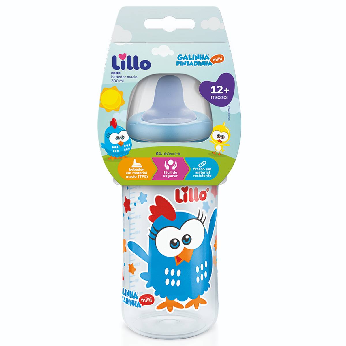 Encontraproduto.com.br - Copo Lillo Galinha Pintadinha Mini Bebedor Macio 12+ Meses 300ml