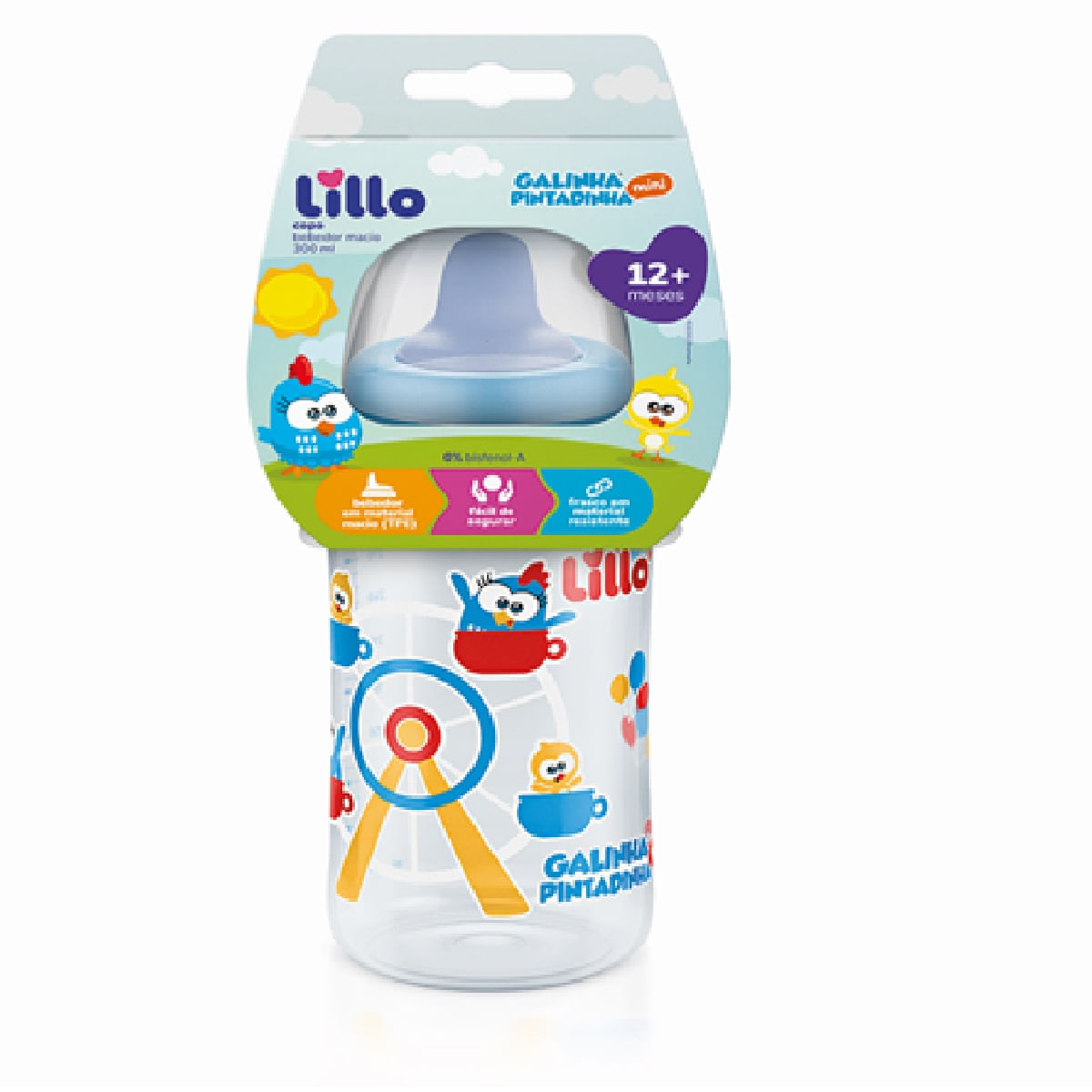 Encontraproduto.com.br - Copo Lillo Galinha Pintadinha Mini Bebedor Macio 12+ Meses 300ml