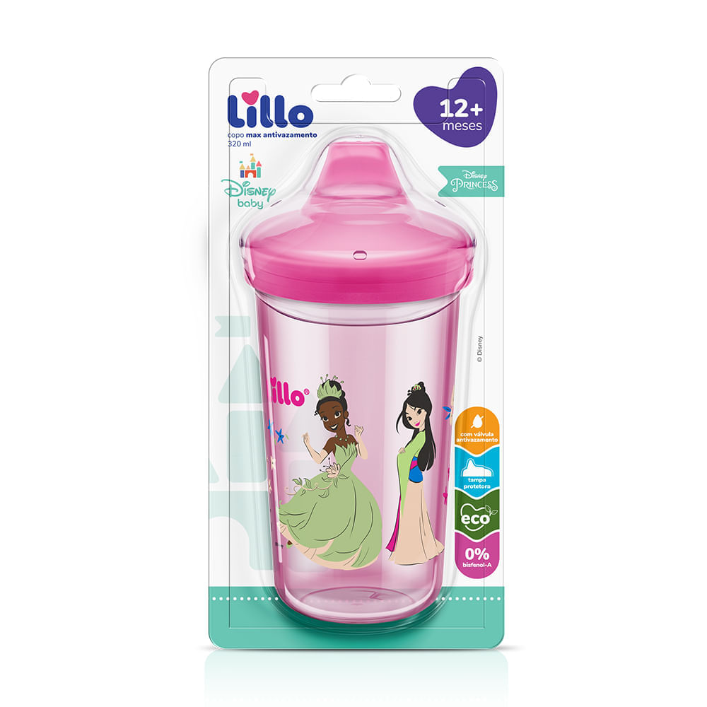 Encontraproduto.com.br - Copo Max Antivazamento Princesas Com Tampa 320ml Lillo