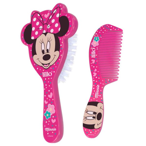 Encontraproduto.com.br - Conjunto Escova E Pente De Cabelo Minnie Rosa - Lillo