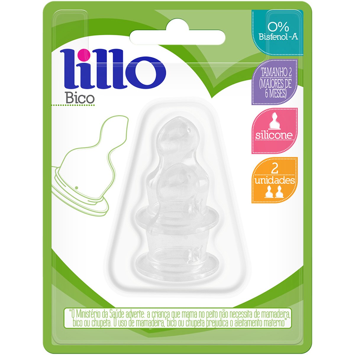 Encontraproduto.com.br - Bico Para Mamadeira Lillo Silicone Ortodôntico com 2 Tam 2