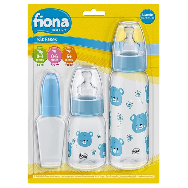 Encontraproduto.com.br - Mamadeira Lillo Kit Fases Azul (Emb. contém 3 Peças)
