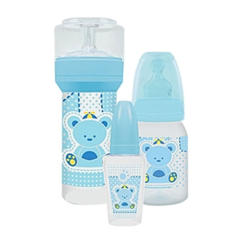 Encontraproduto.com.br - Kit Mamadeira Lillo Primeiros Passos Azul com 3 Unidades