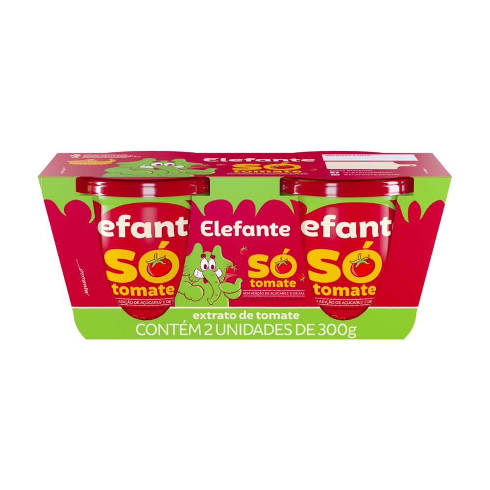 Extrato Tomate Elefante Só Tomate 300g Com 2 Unidades