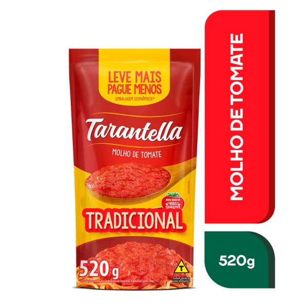 Encontraproduto.com.br - Molho De Tomate Tradicional Tarantella Sachê 520g Embalagem Econômica Leve Mais Pague Menos