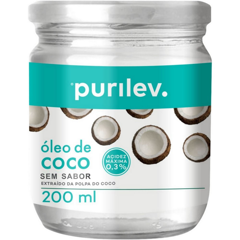 Óleo de Coco Purilev Sem Sabor Vidro com 200ml