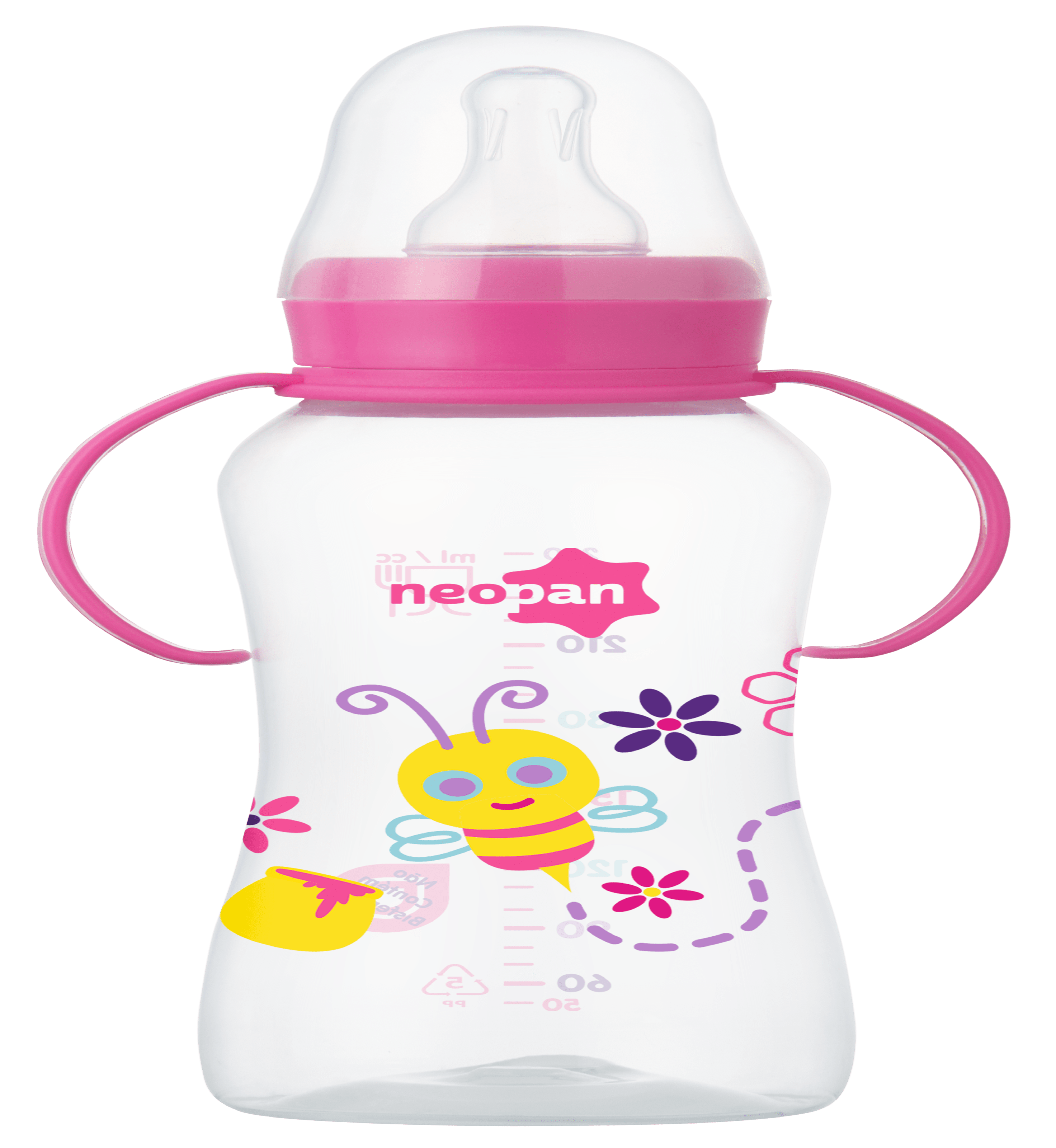 Mamadeira com Alça Rosa Neopan 250ml Ref.2002 Unidade