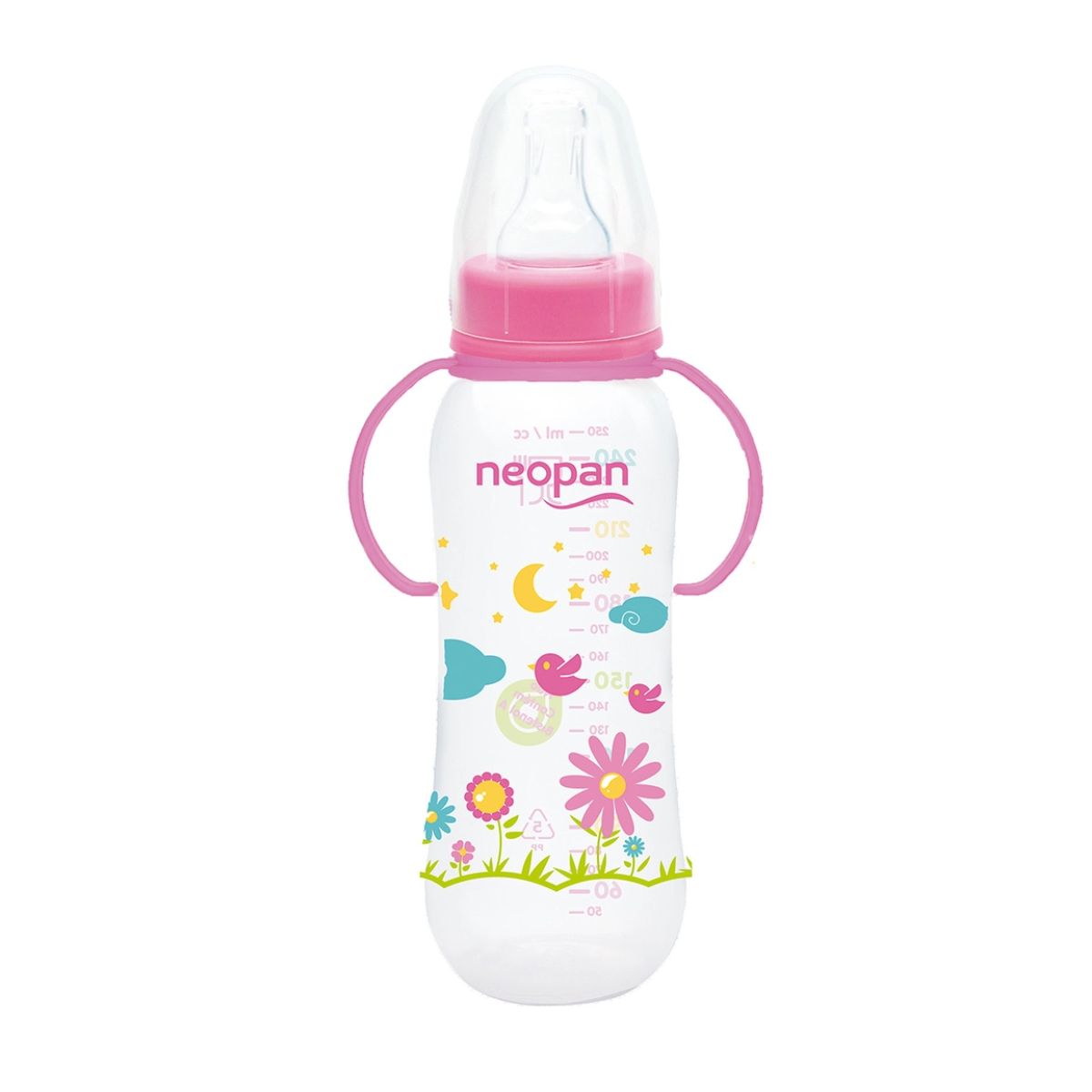 Encontraproduto.com.br - Mamadeira com Alça Rosa Neopan 250ml Ref.2002 Unidade