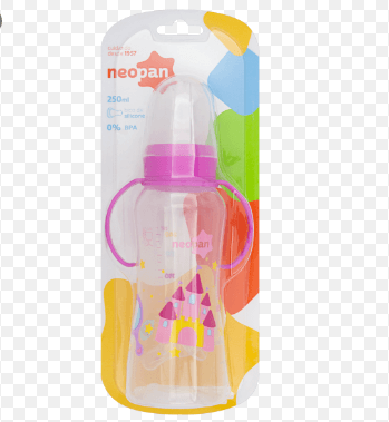 Encontraproduto.com.br - Mamadeira com Alça Rosa Neopan 250ml Ref.2002 Unidade