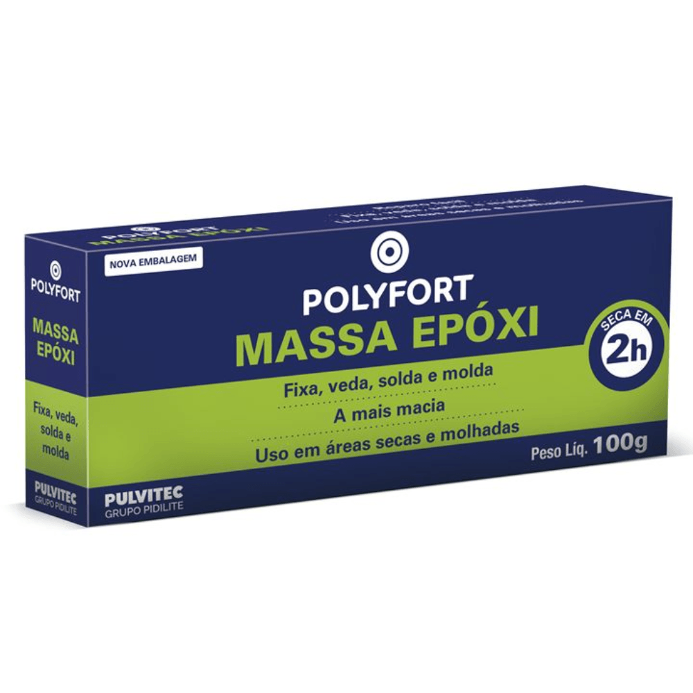 Encontraproduto.com.br - Massa Epóxi Polyfort Cinza 100g Pulvitec