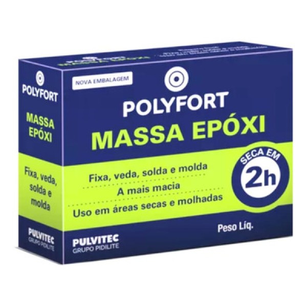 Massa Epóxi Polyfort Cinza 100g Pulvitec