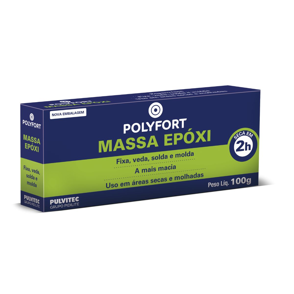 Encontraproduto.com.br - Massa Epóxi Polyfort Cinza 100g Pulvitec