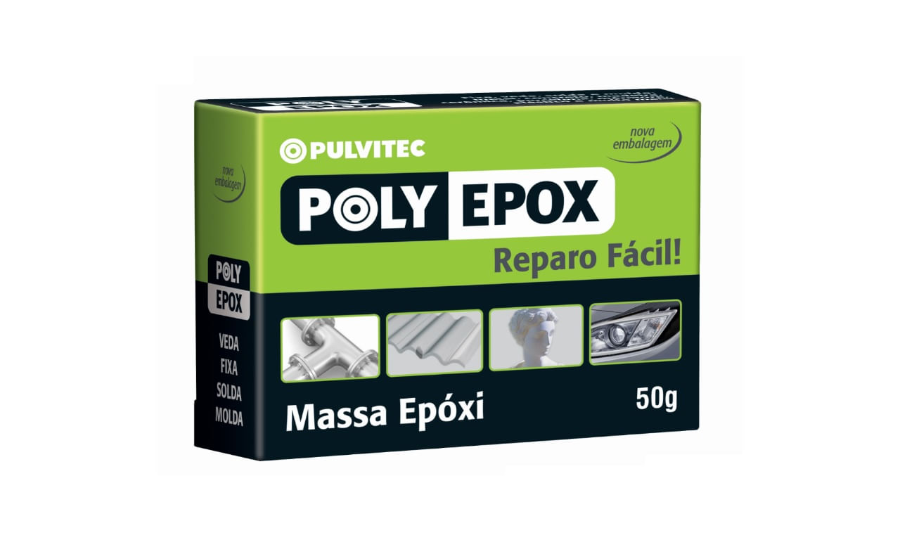 Encontraproduto.com.br - Massa Epoxi Polyepox 50g Pulvitec