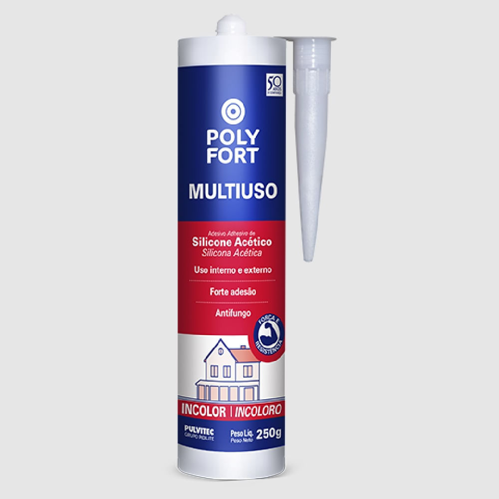 Encontraproduto.com.br - Silicone Acético Polyfort Multiuso Incolor 250g Pulvitec