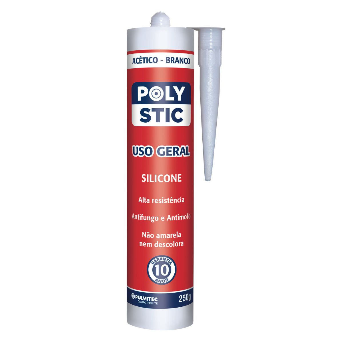 Encontraproduto.com.br - Silicone Acetico Multiuso Polyfort Branco 250g - Pulvitec