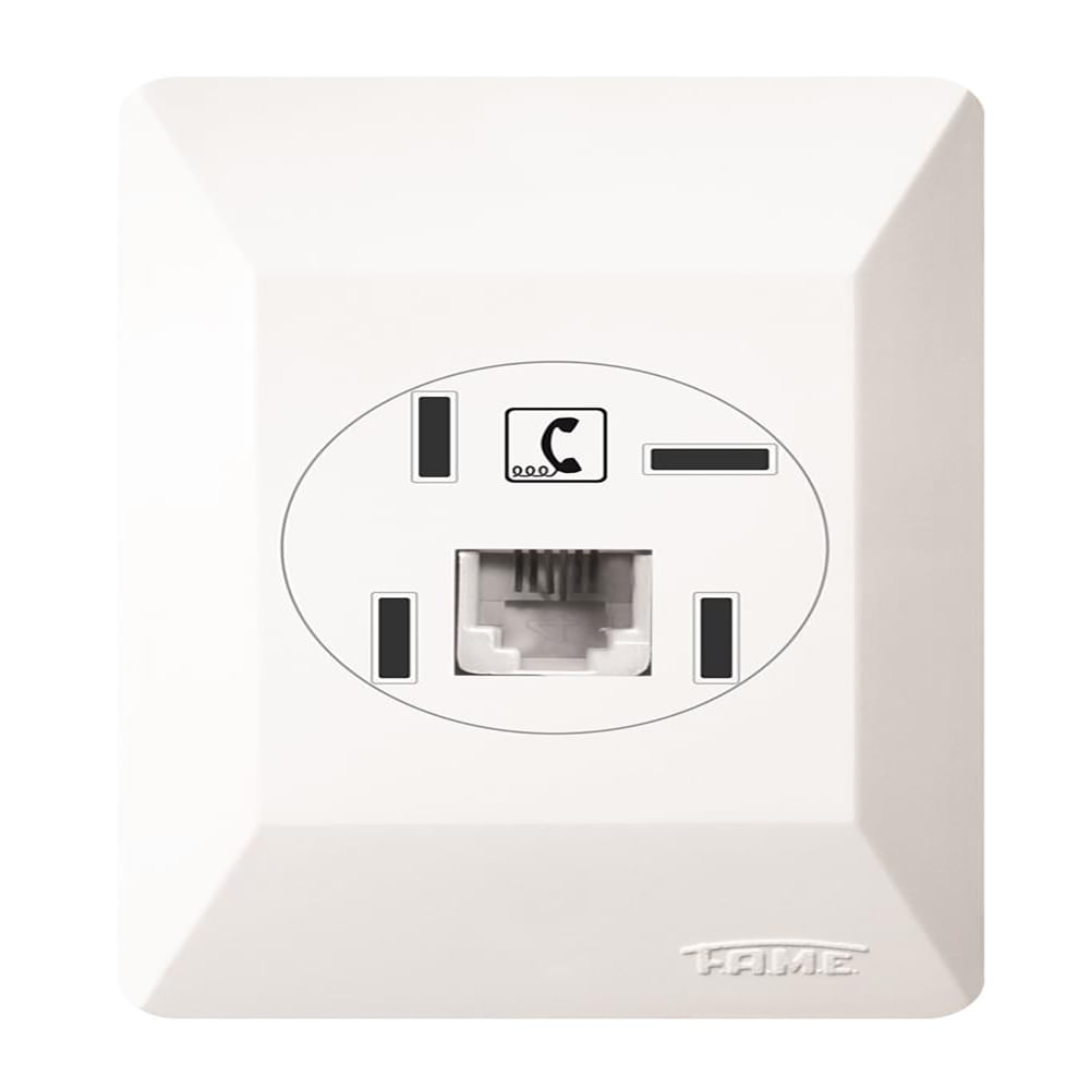 Encontraproduto.com.br - Tomada para telefone RJ11 com conector 2 vias sistema externo Fame