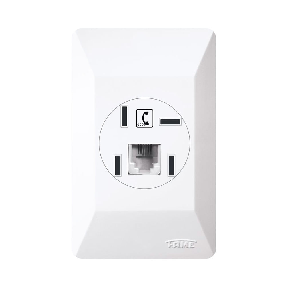 Encontraproduto.com.br - Tomada para telefone RJ11 com conector 2 vias sistema externo Fame