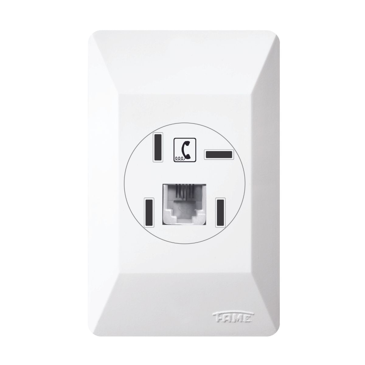 Encontraproduto.com.br - Tomada para telefone RJ11 com conector 2 vias sistema externo Fame