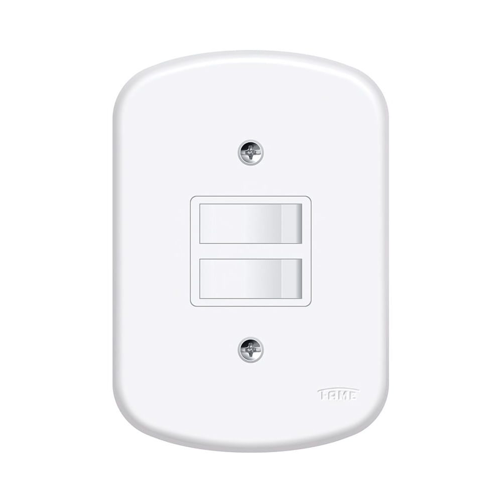 Encontraproduto.com.br - Conjunto Interruptor Duplo Paralelo 4x2 Completo Fame Blanc