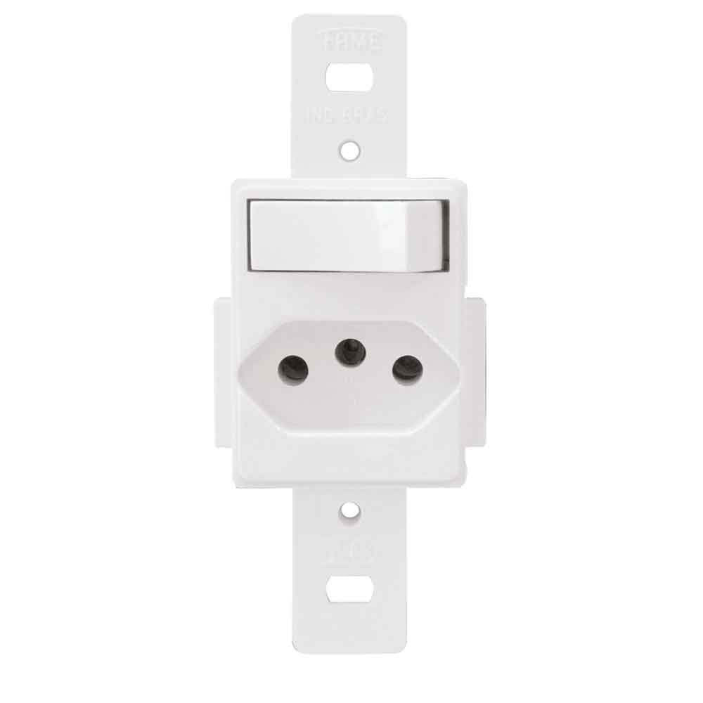 Interruptor paralelo com tomada 10A 250V Blanc Fame