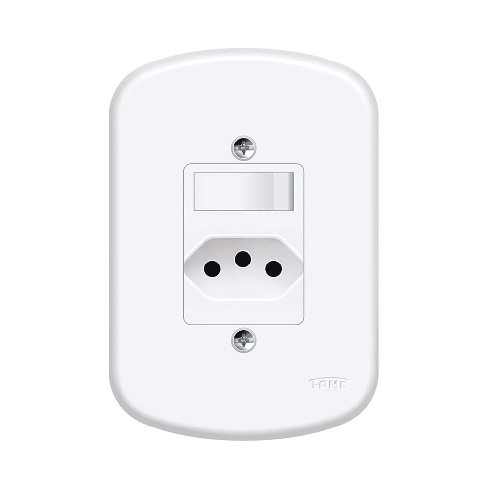 Encontraproduto.com.br - Interruptor 1357 Simples 1Tc+Tom 10A com Placa Blanc Fame