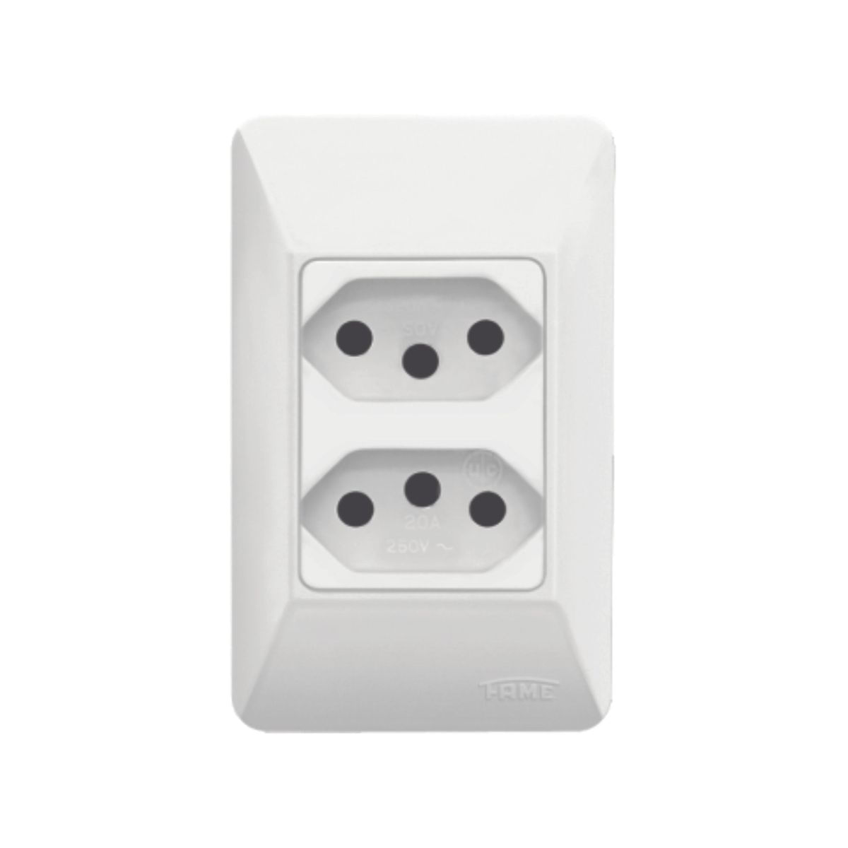 Encontraproduto.com.br - Tomada Fame 2 Seções com Placa 2PxT 10A