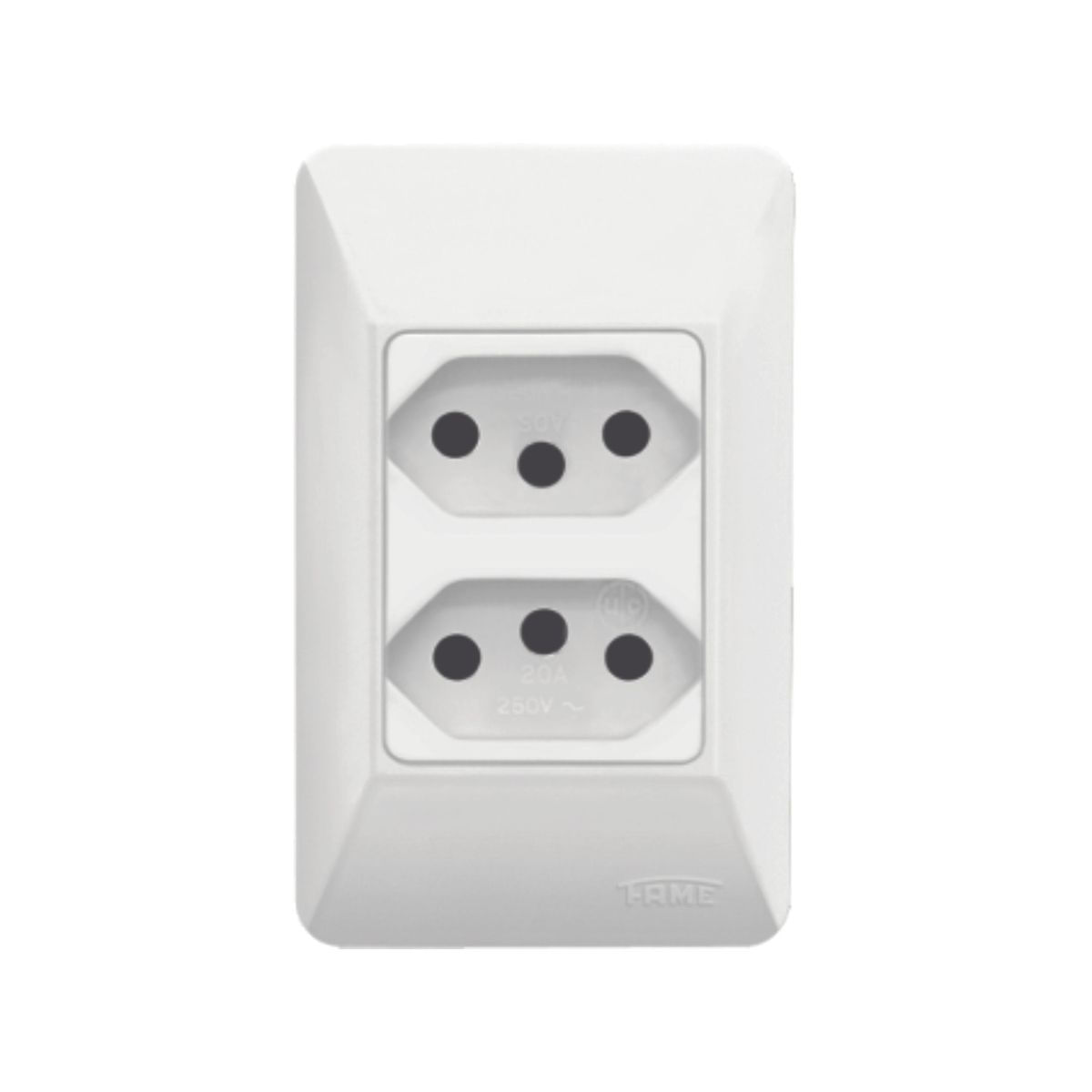 Encontraproduto.com.br - Módulo para tomada dupla 20A com placa distanciadas 250V Fame