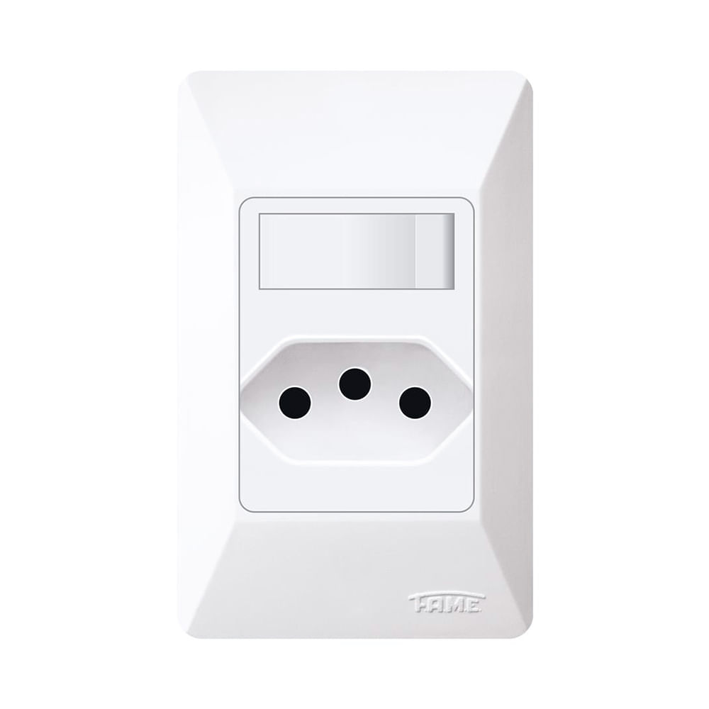 Encontraproduto.com.br - Conjunto 1 Interruptor Simples + 1 Tomada (2p+T) 20a/250v Externo Fame