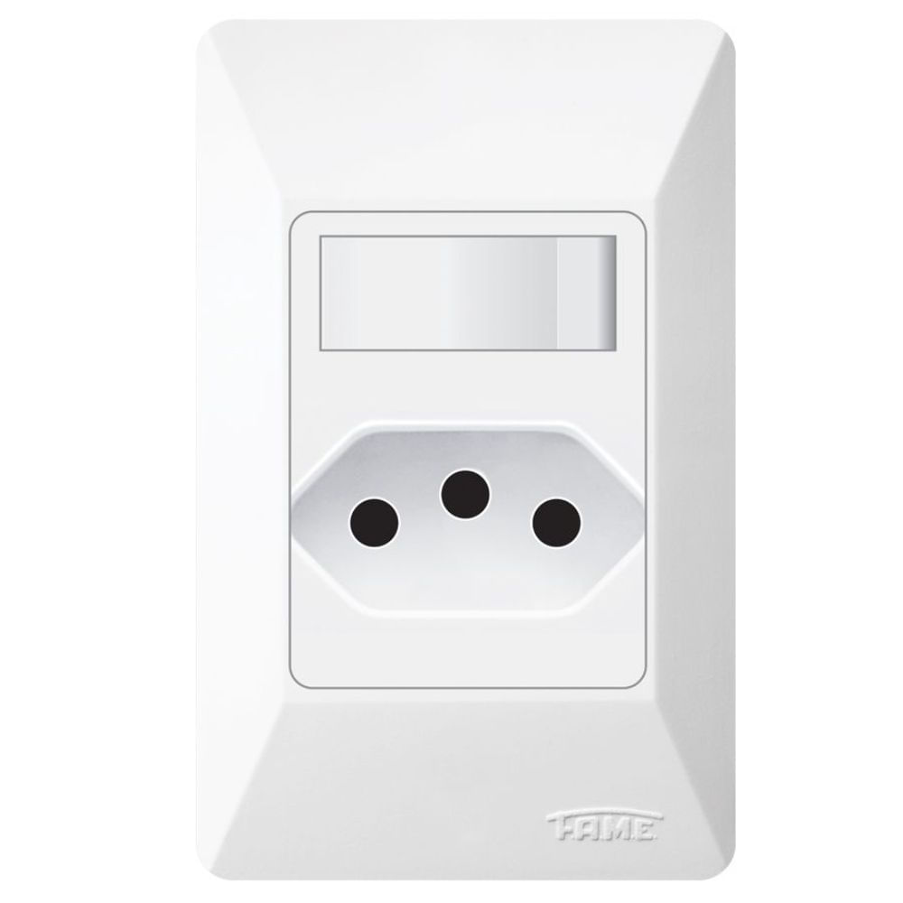 Encontraproduto.com.br - Conjunto 1 Interruptor Simples + 1 Tomada (2p+T) 20a/250v Externo Fame