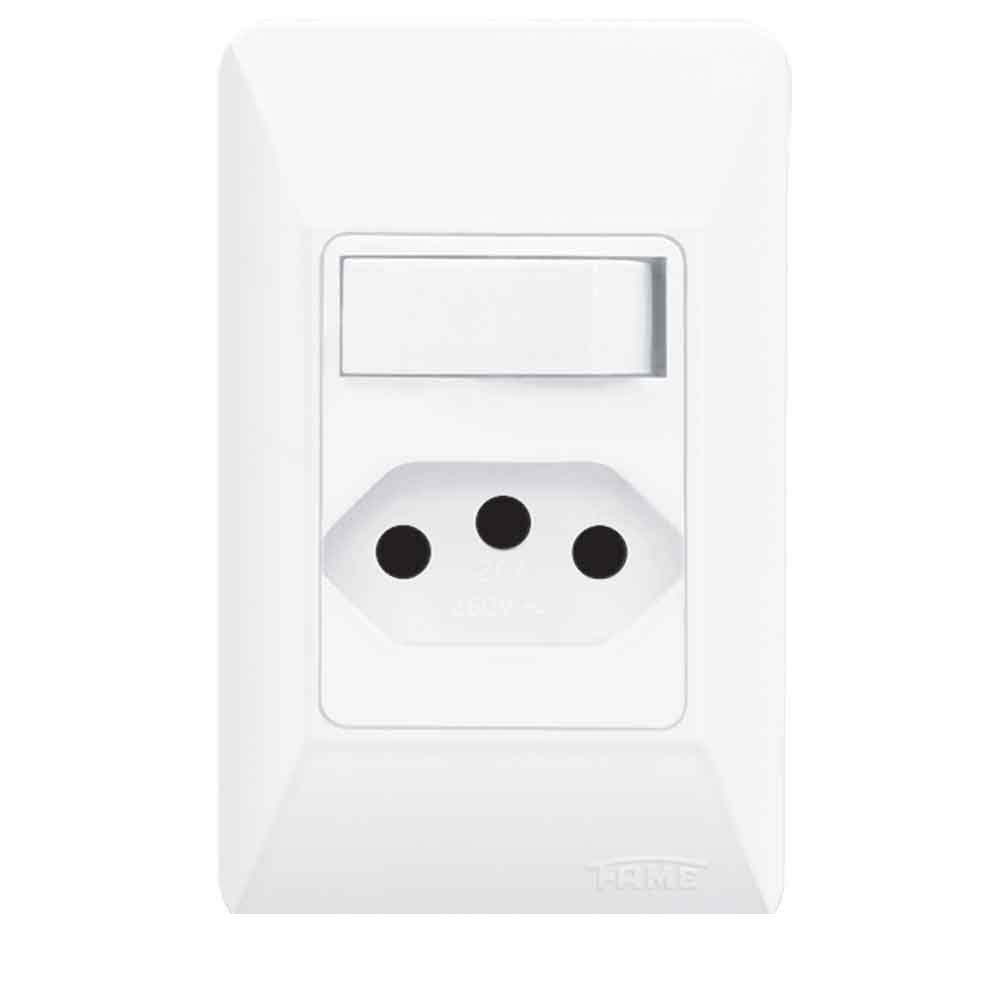 Encontraproduto.com.br - Conjunto 1 Interruptor Simples + 1 Tomada (2p+T) 20a/250v Externo Fame